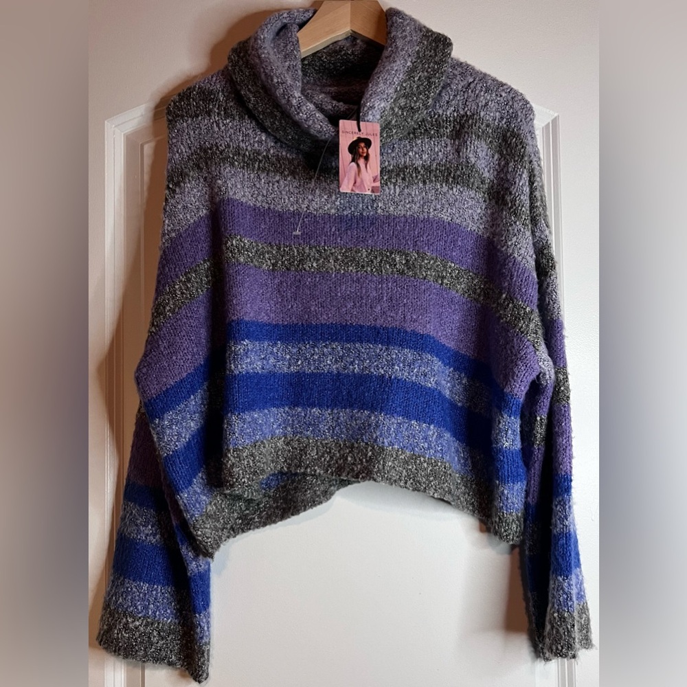 NWT Sincerely Jules Cowl Neck Striped Sweater